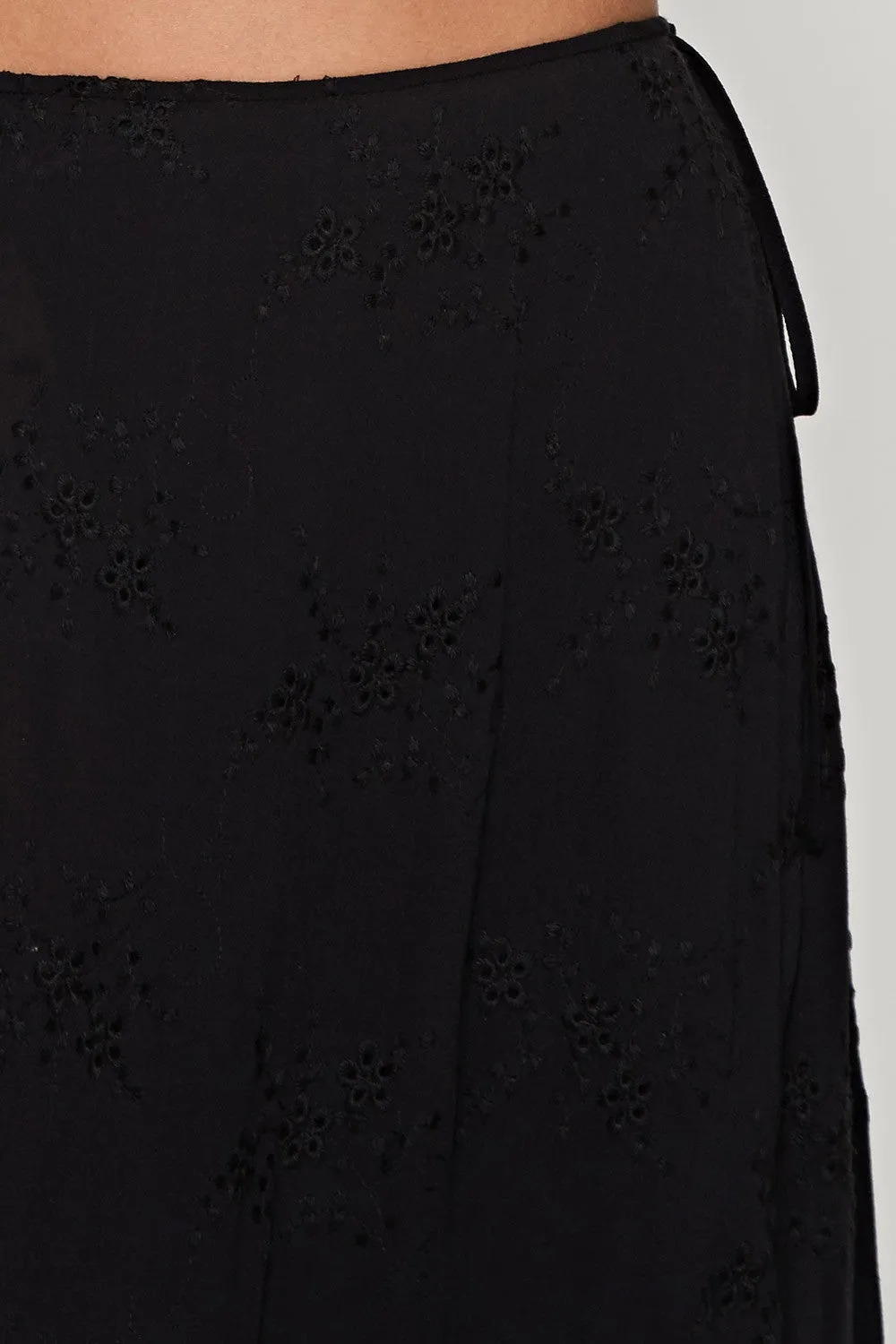 All Over Embroidered Eyelet Wrap Skirt