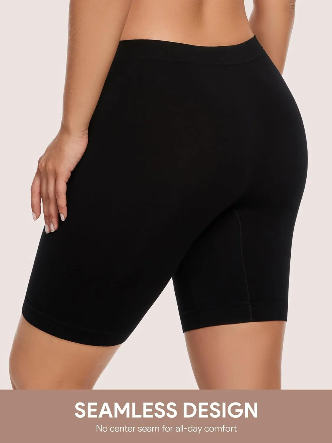 Angelhood Women's Cotton Boy Shorts Underwear Anti Chafing Seamless Biker Shorts High Waisted Soft Plus Boxer Briefs 4 Pack