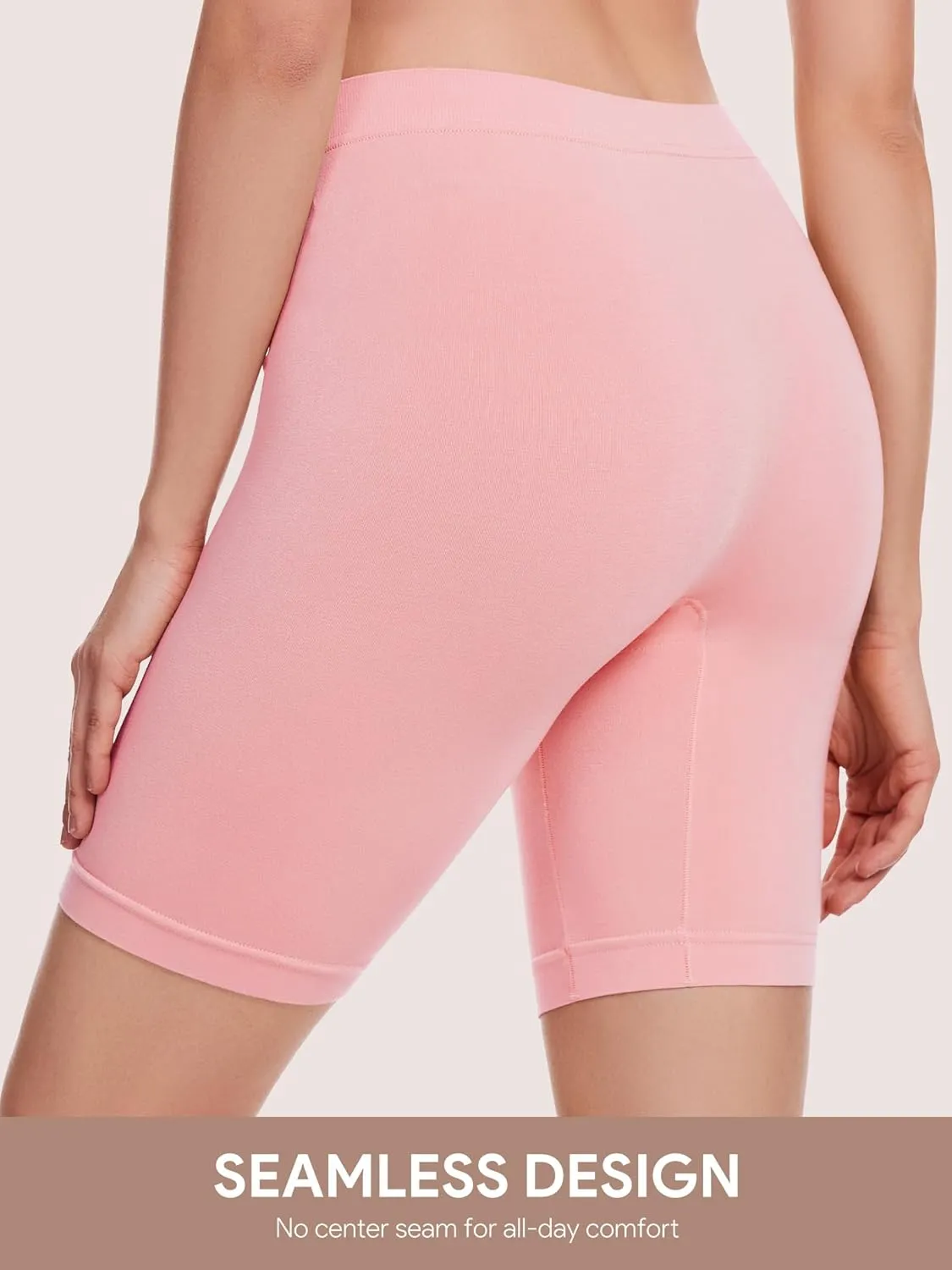 Angelhood Women's Cotton Boy Shorts Underwear Anti Chafing Seamless Biker Shorts High Waisted Soft Plus Boxer Briefs 4 Pack