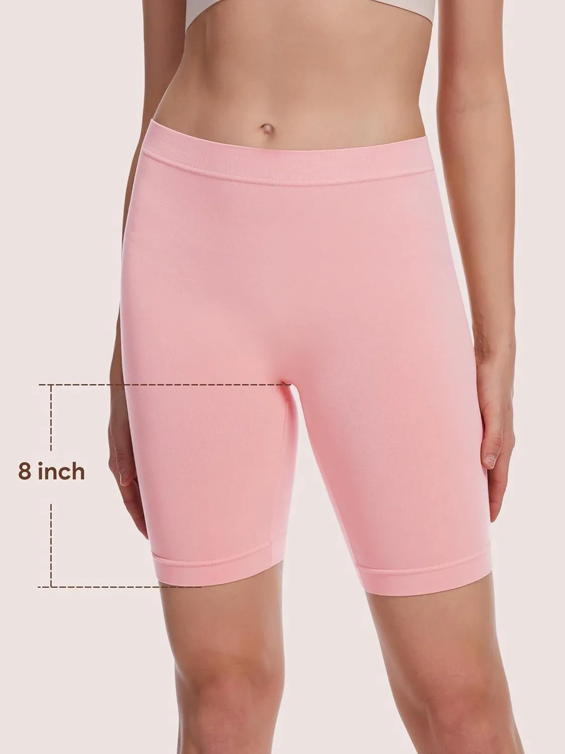 Angelhood Women's Cotton Boy Shorts Underwear Anti Chafing Seamless Biker Shorts High Waisted Soft Plus Boxer Briefs 4 Pack
