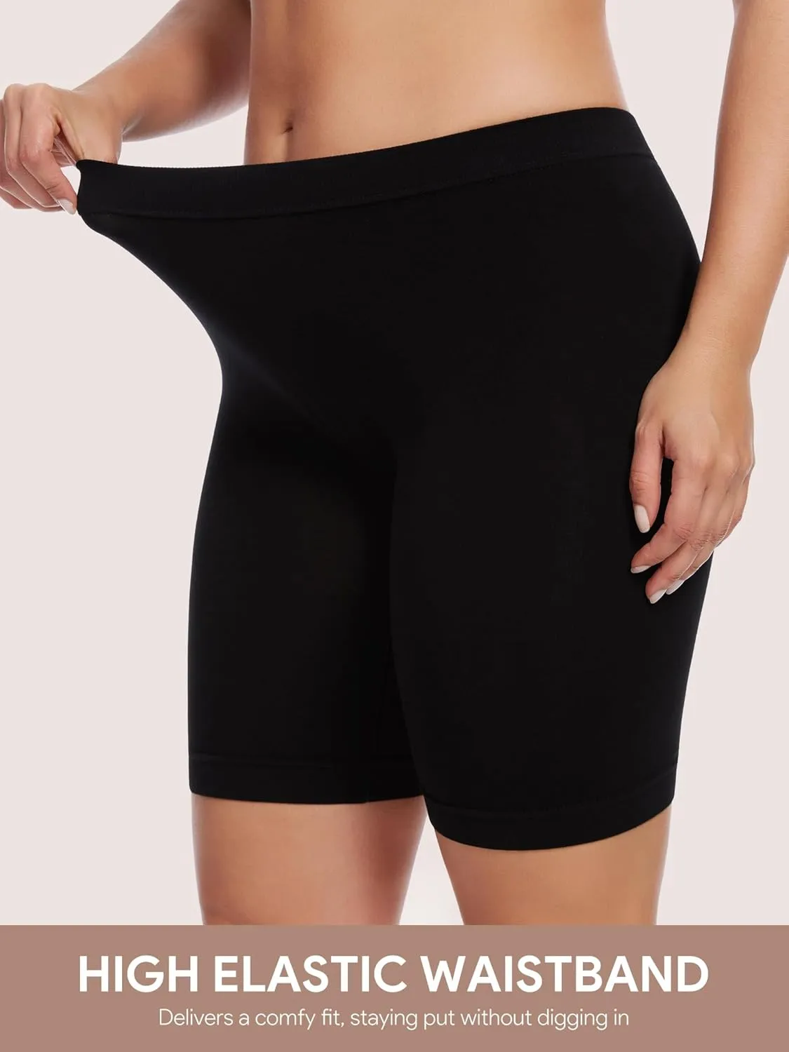 Angelhood Women's Cotton Boy Shorts Underwear Anti Chafing Seamless Biker Shorts High Waisted Soft Plus Boxer Briefs 4 Pack