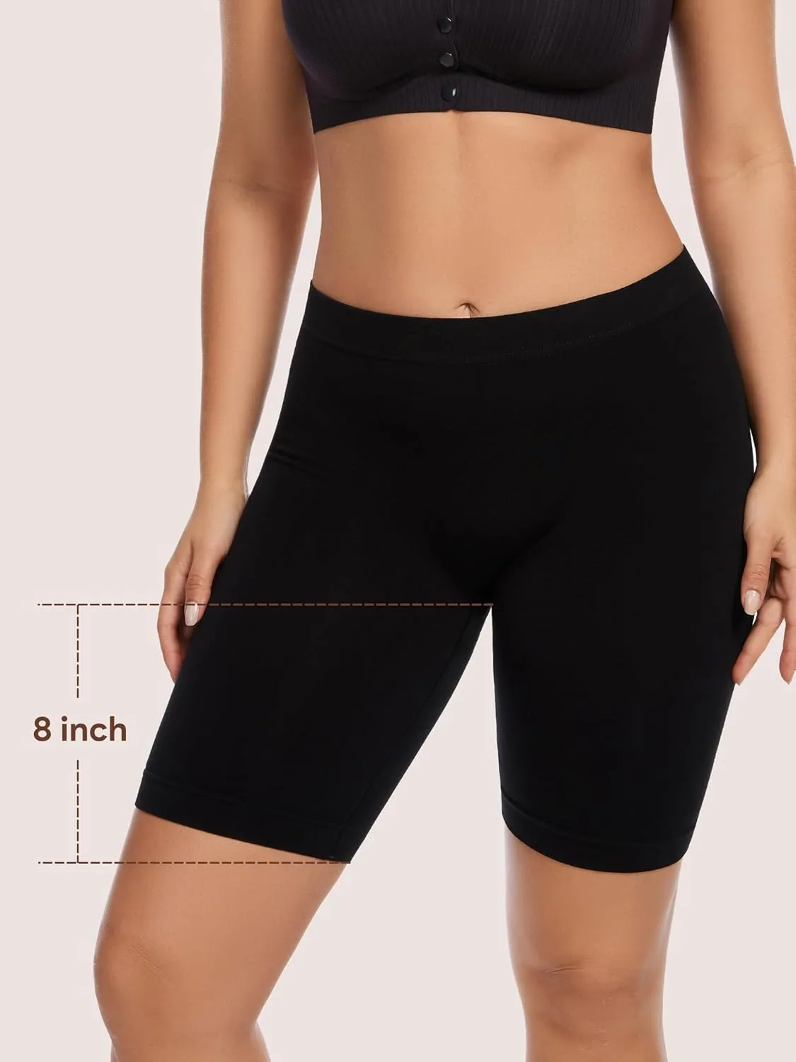 Angelhood Women's Cotton Boy Shorts Underwear Anti Chafing Seamless Biker Shorts High Waisted Soft Plus Boxer Briefs 4 Pack