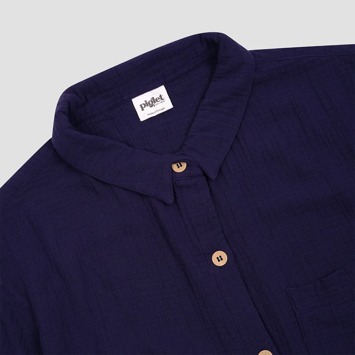 Astral Blue Cotton Gauze Women's Pajama Shirt