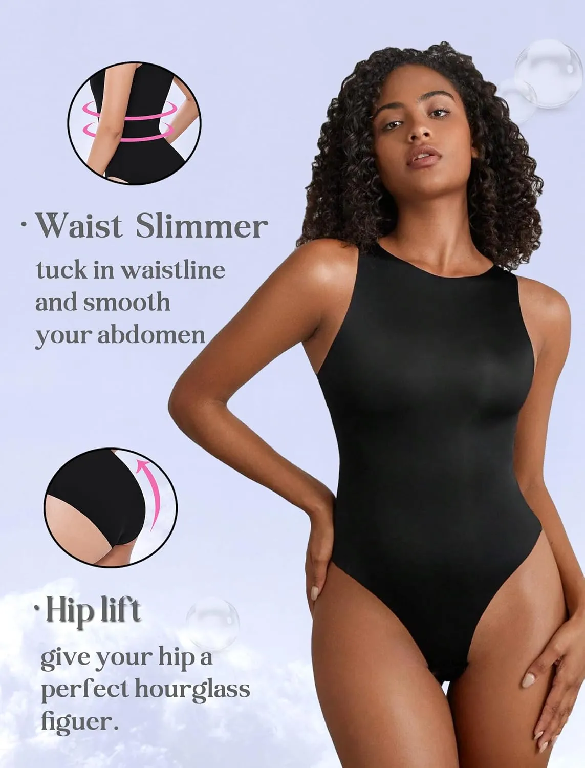Avidlove Bodysuits for Women Crew Neck Sleeveless Body Suits Snap Closure Double Lined Tank Tops Bodysuit