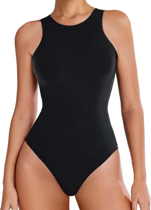Avidlove Bodysuits for Women Crew Neck Sleeveless Body Suits Snap Closure Double Lined Tank Tops Bodysuit