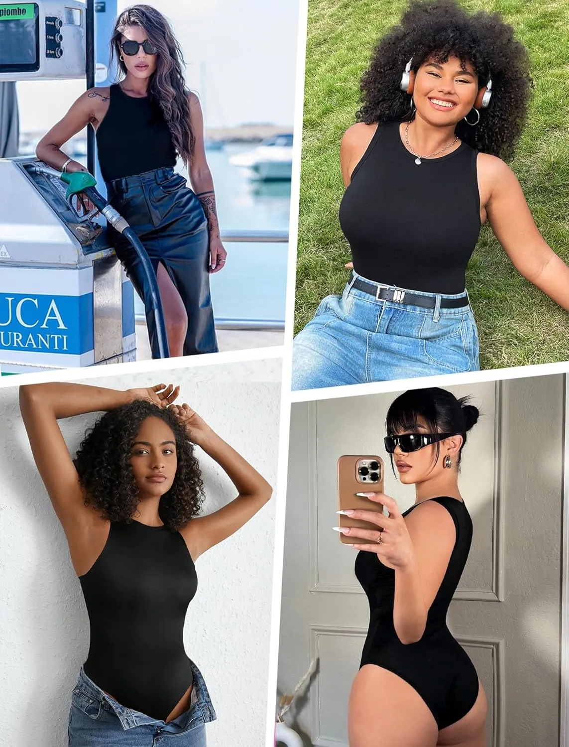 Avidlove Bodysuits for Women Crew Neck Sleeveless Body Suits Snap Closure Double Lined Tank Tops Bodysuit
