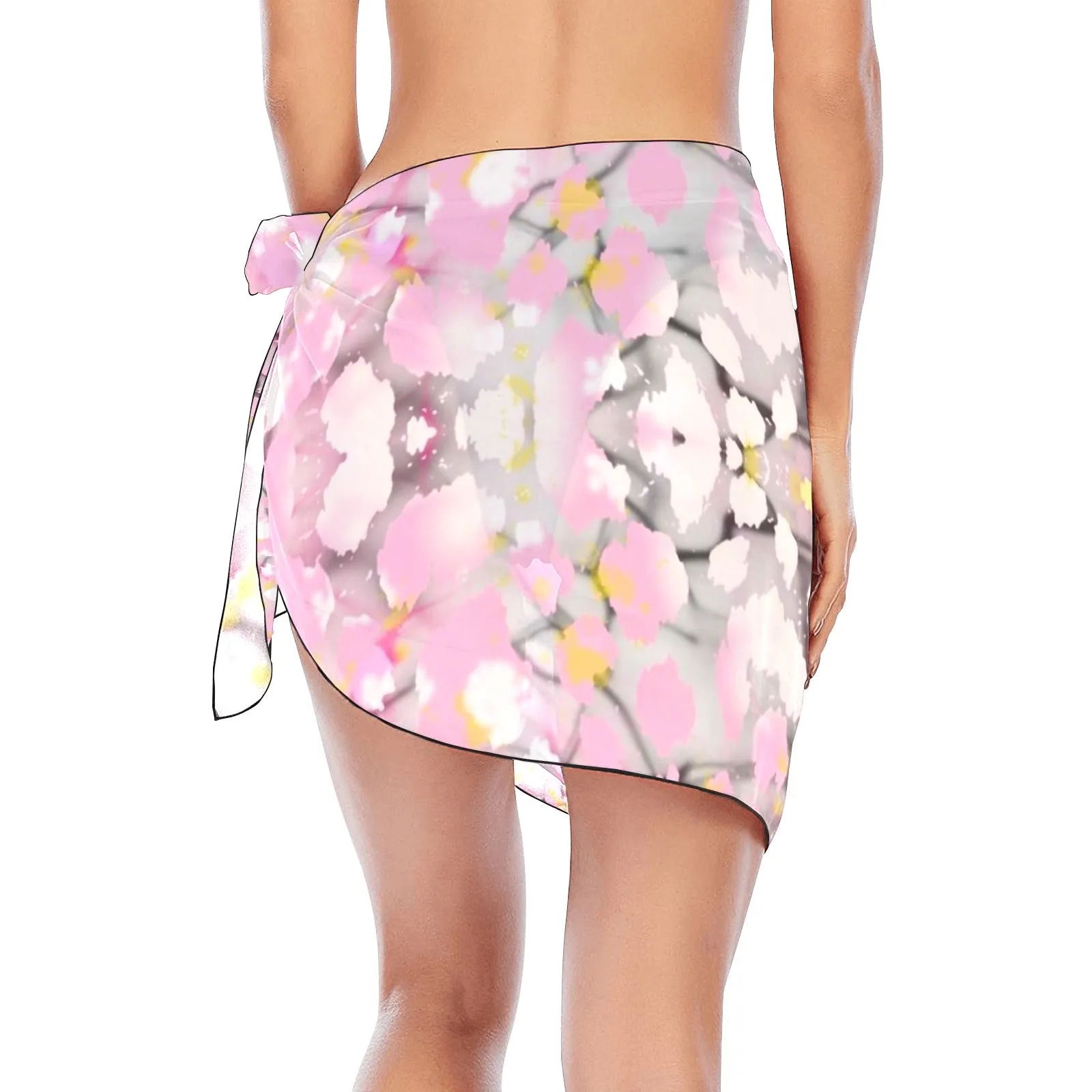 Baby Pink Leopard Plus Short Chiffon Sarong Wrap up to 5 XL (FWS)