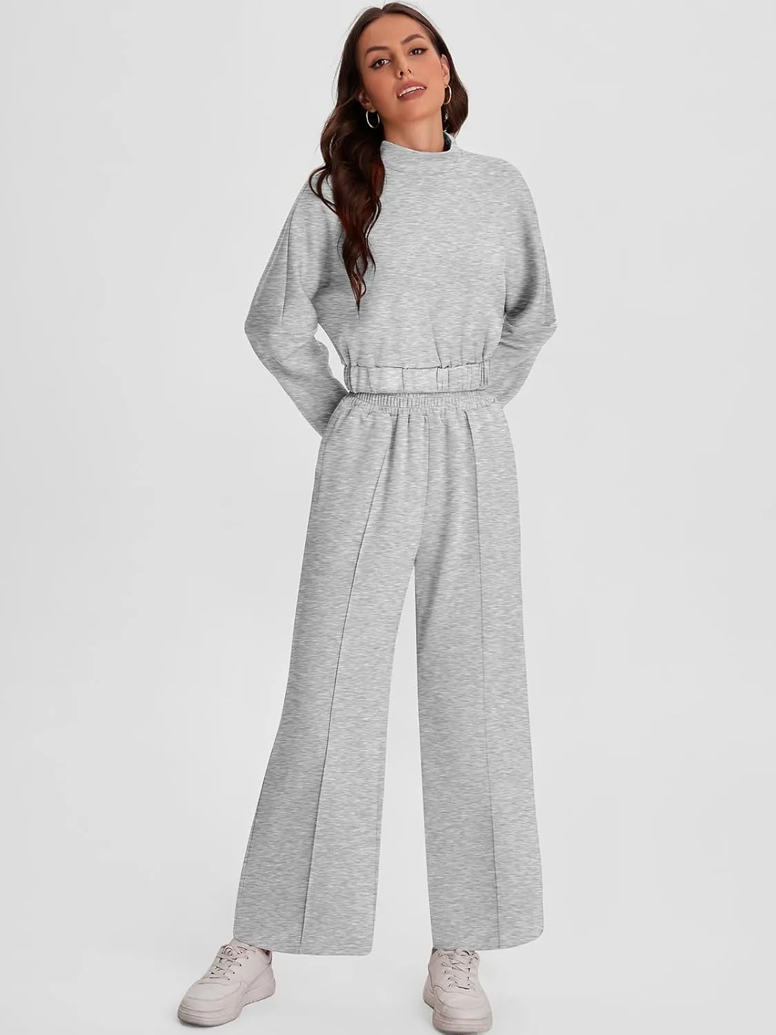 Bloggerlove Womens 2 Piece Outfits Lounge Set Long Sleeve Zip Up Sweatshirt Wide Leg Sweatpants Fall Matching Sweatsuit