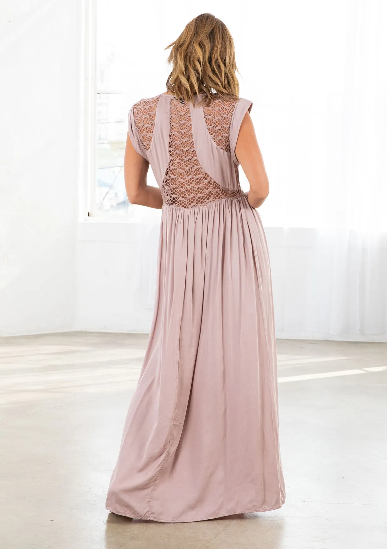 Boho Chic Sequined Lace Detail Maxi Dress