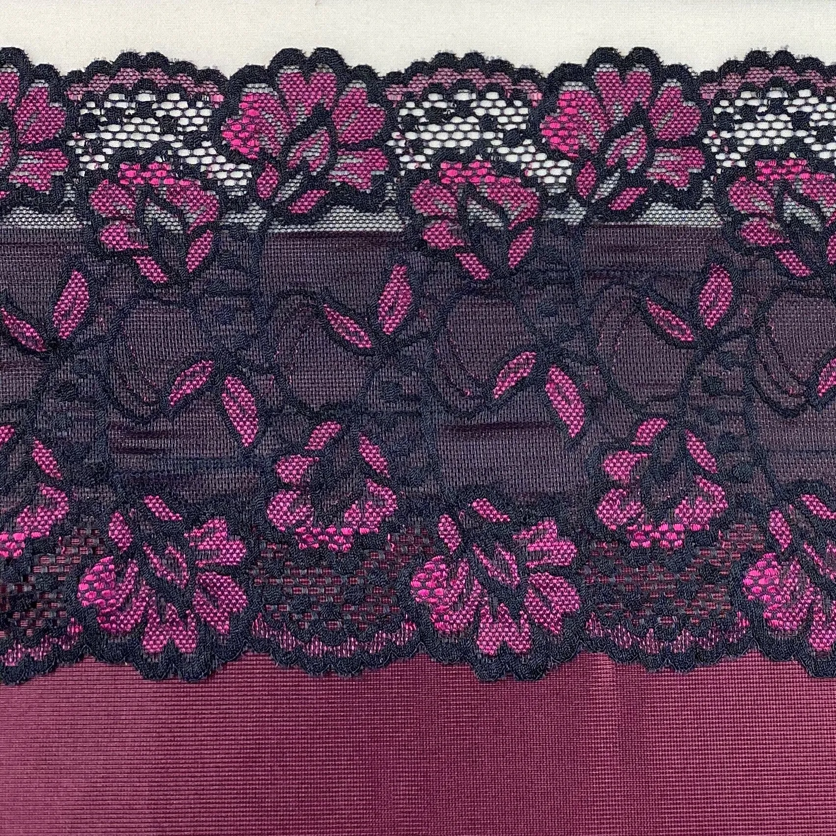 Bra Fabric Kit, Black Cherry and Lace Trio Bra Making Fabric Kit for all Bra Patterns