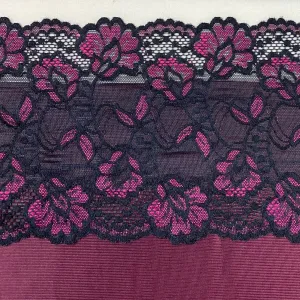 Bra Fabric Kit, Black Cherry and Lace Trio Bra Making Fabric Kit for all Bra Patterns