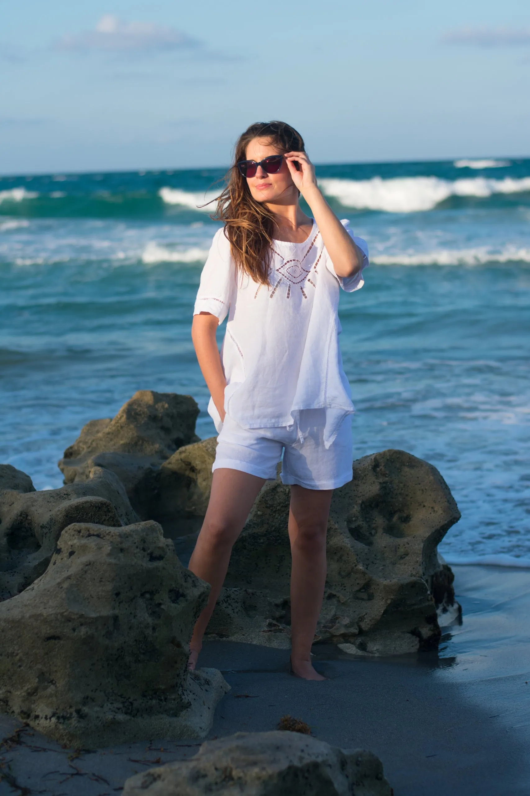 Catherine - Greece Linen Shorts | Resort Wear Shorts