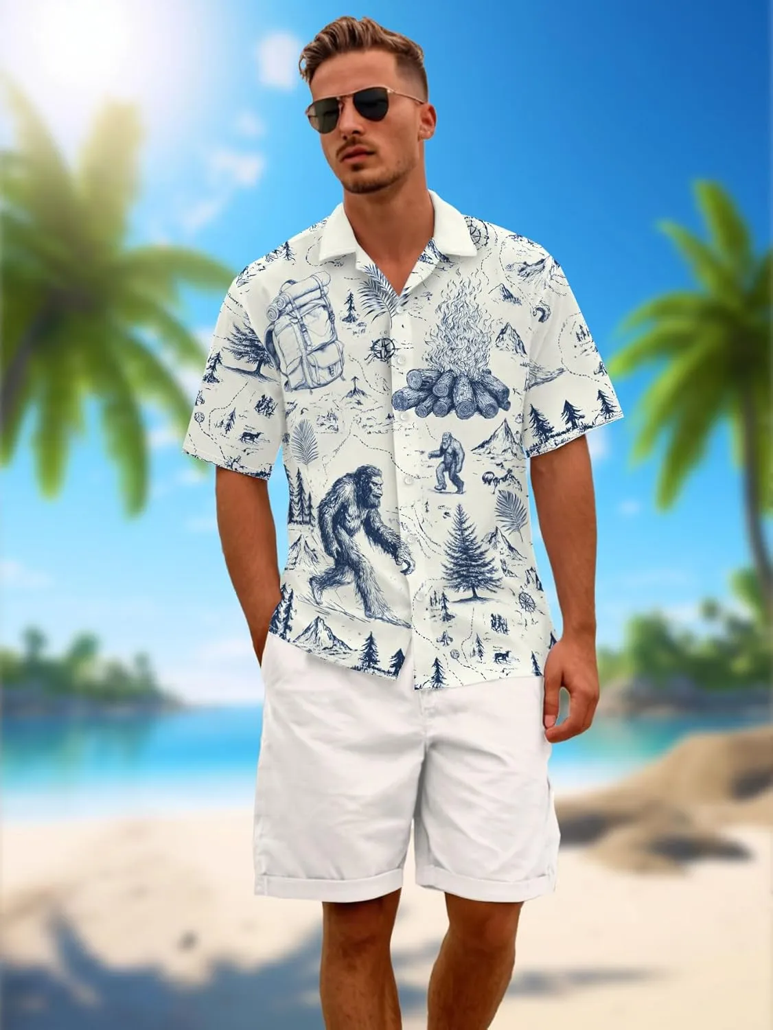DFZ Funny Hawaiian Shirts for Men Summer Beach Short Sleeve Button Down Shirt Theme Party Shirt