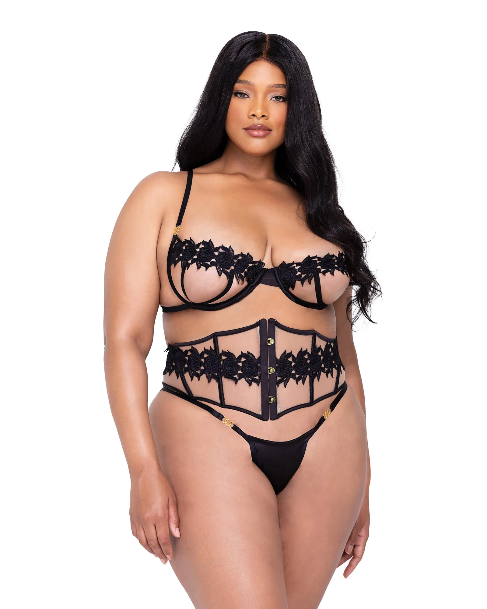 Ebony Rose Bra & Waspie Set