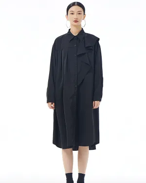 ellazhu Women's Long Sleeve Lapel Button Down Solid Color Loose Shirt GE38