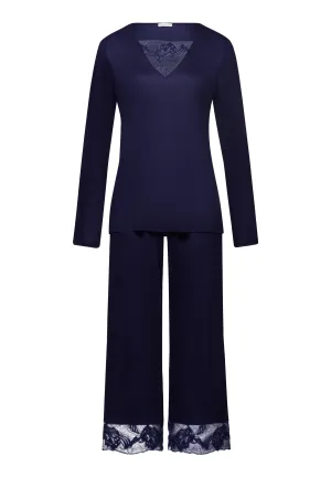 Eva Lace Accented Crop Pajama Set | Evening Blue 74887-2621