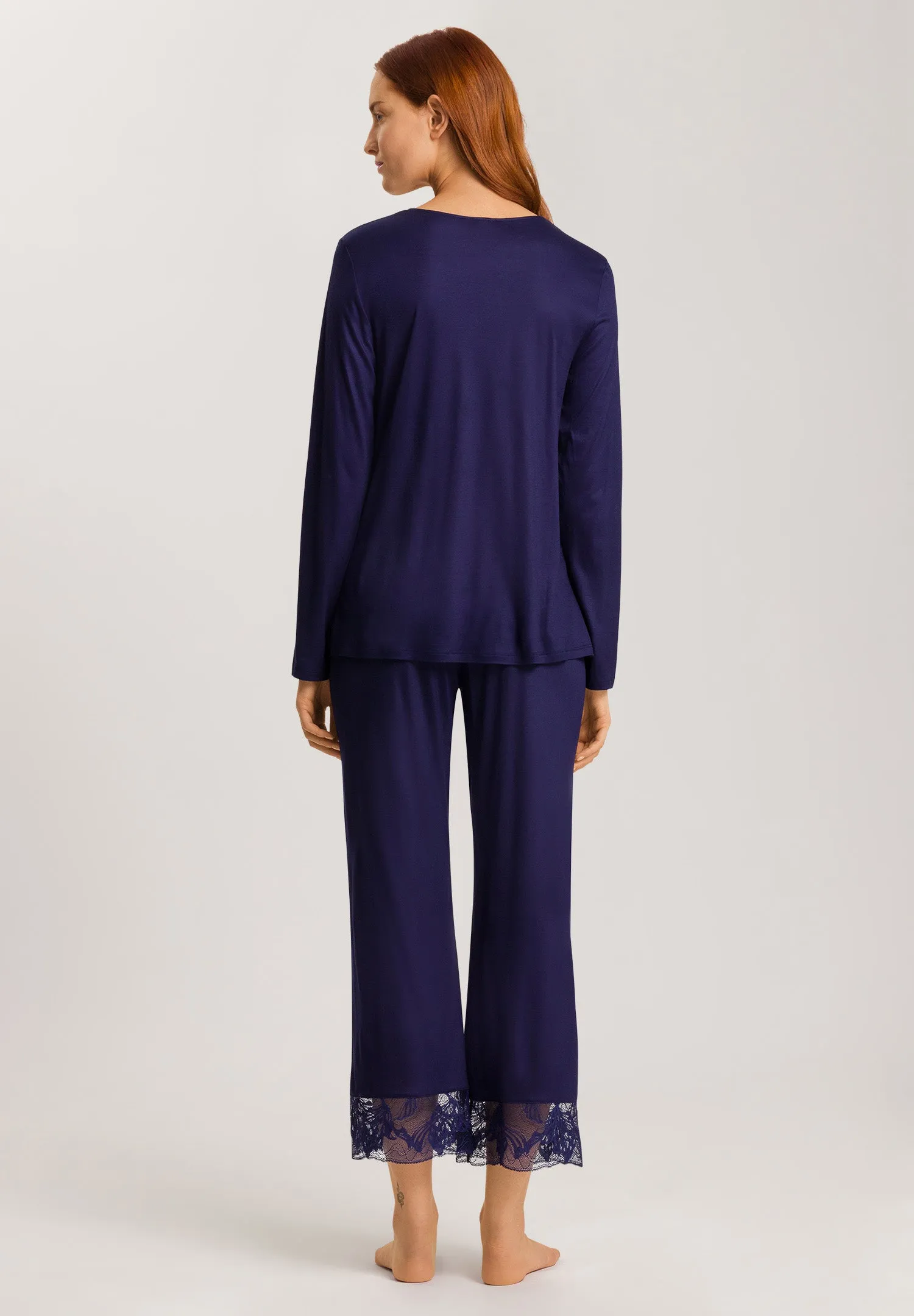 Eva Lace Accented Crop Pajama Set | Evening Blue 74887-2621