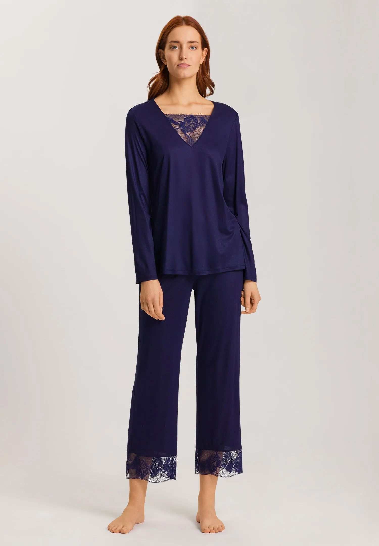 Eva Lace Accented Crop Pajama Set | Evening Blue 74887-2621