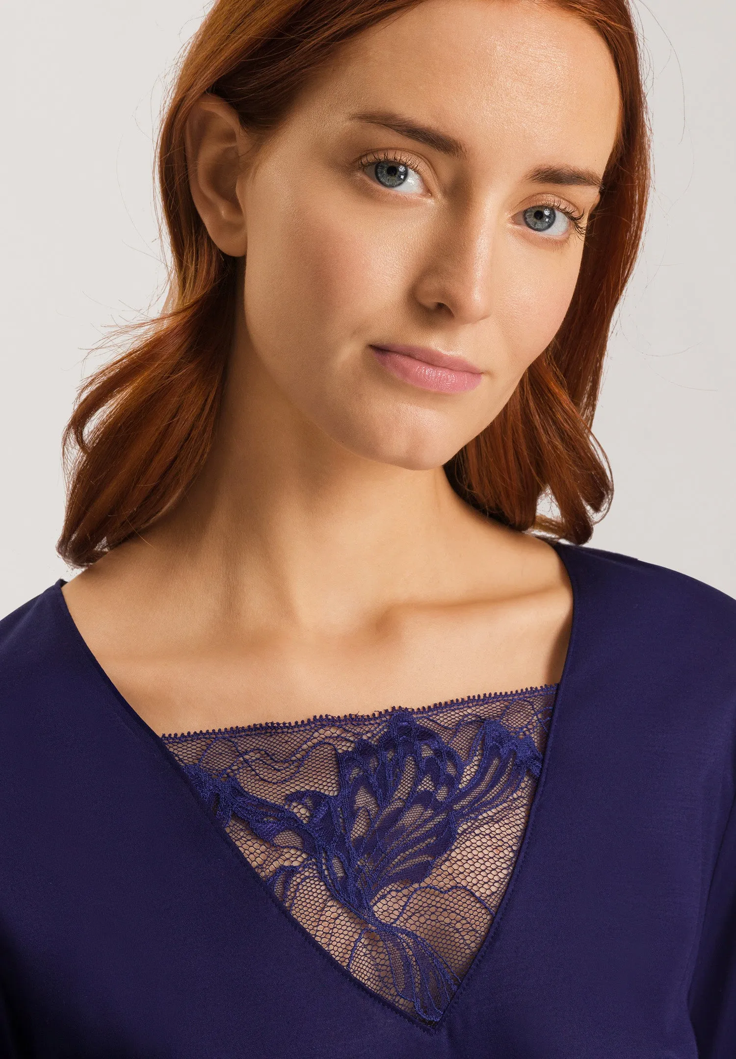 Eva Lace Accented Crop Pajama Set | Evening Blue 74887-2621
