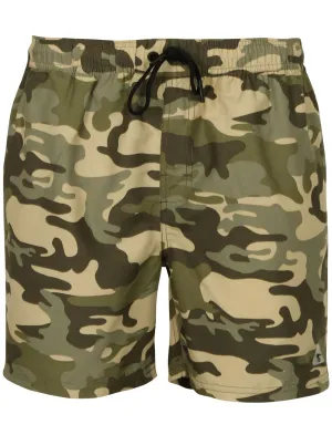 Gildart Camo Print Swim Shorts in Khaki - Dissident