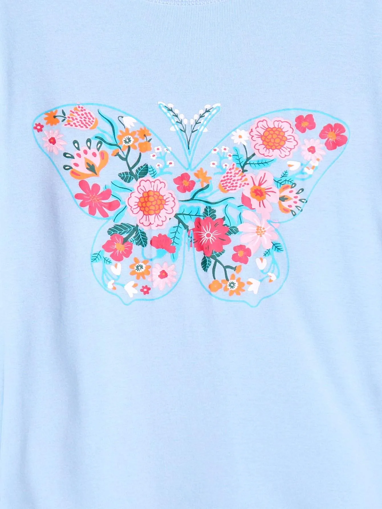 Girls' Snug Fit Cotton Sheep Blue Butterfly sloth Pajama Set Sleepwear
