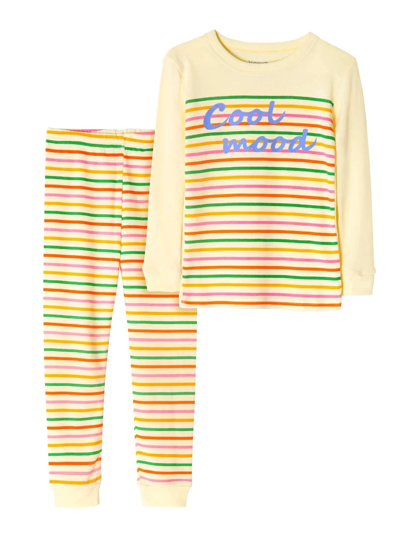 Girls' Snug Fit Cotton Yellow Cool Mood Pajama Set Sleepwear