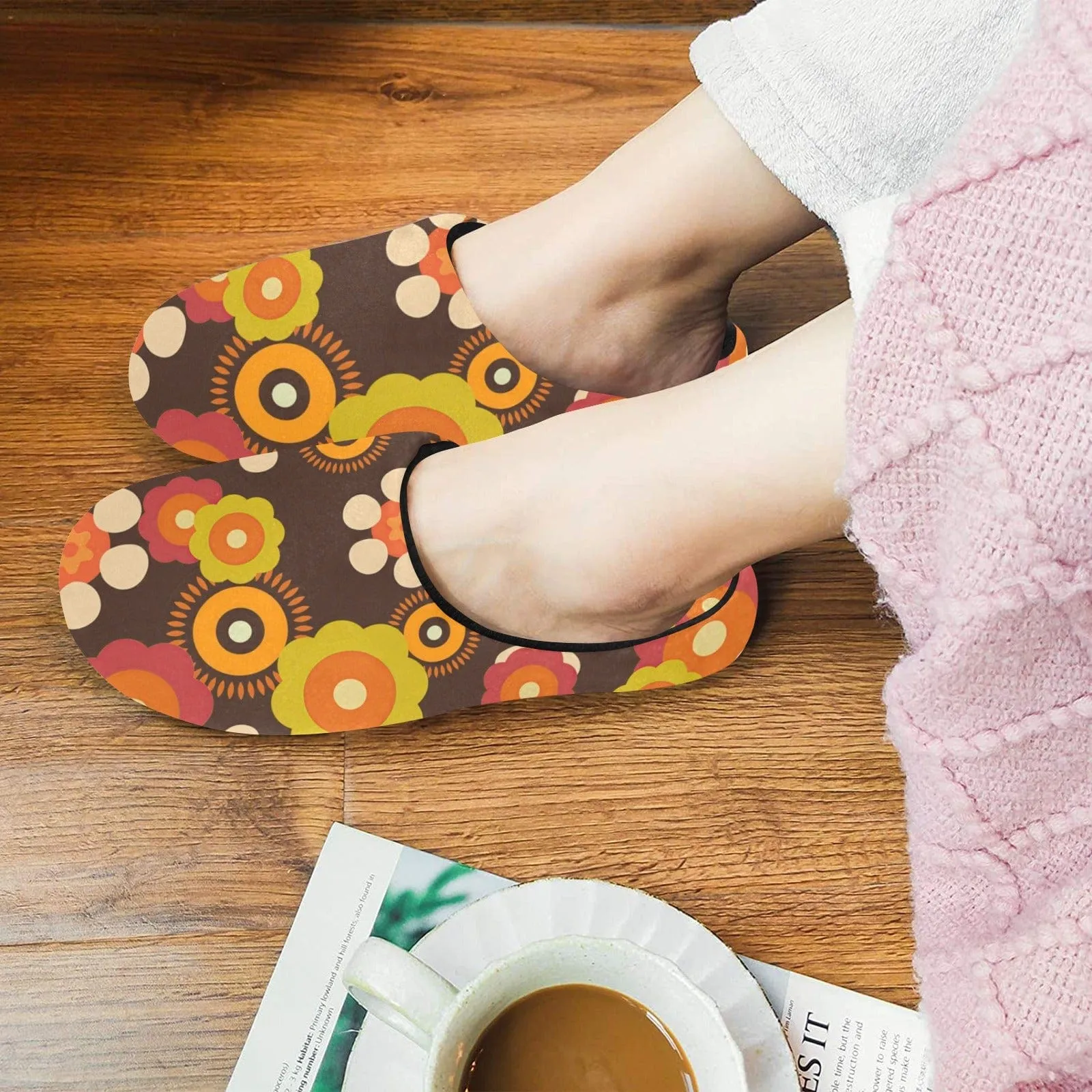 Groovy Funky Hippie Boho Floral Bedroom Slippers - 681623