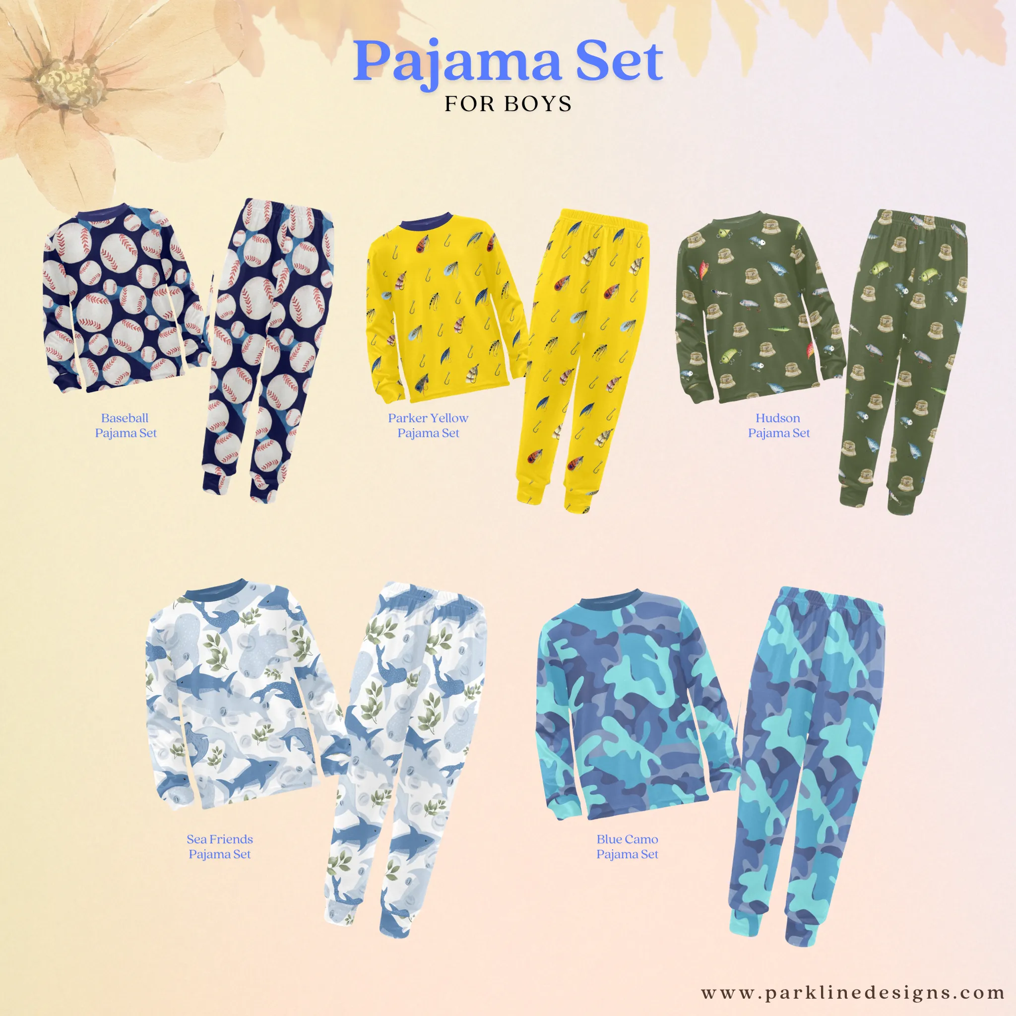 Hudson Boys' Pajama Set | Crew Neck Long Pajama Set | Soft Long Sleeve Sleepwear for Lounging and Relaxing