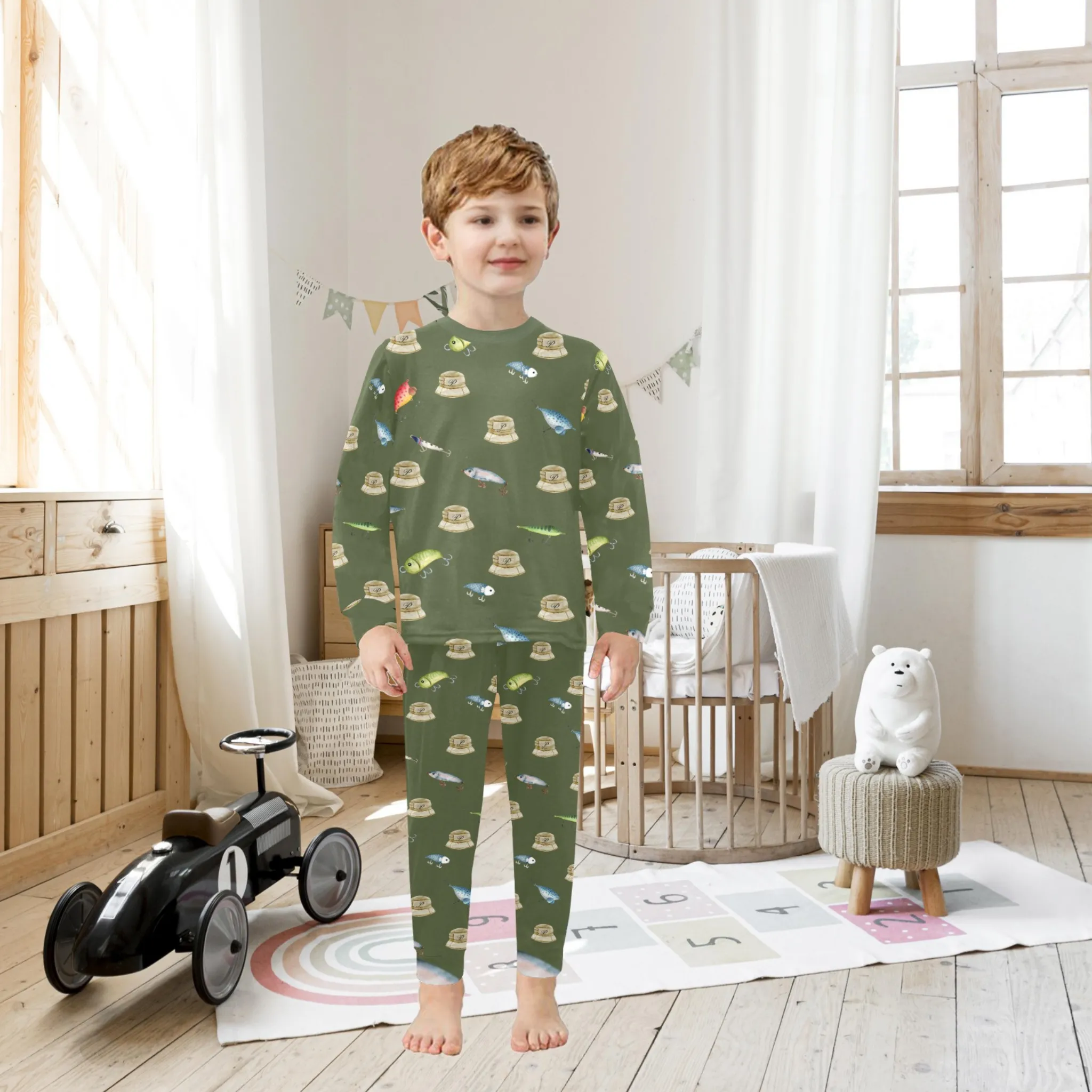 Hudson Boys' Pajama Set | Crew Neck Long Pajama Set | Soft Long Sleeve Sleepwear for Lounging and Relaxing