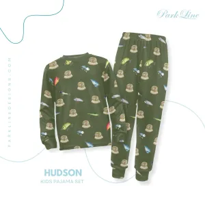 Hudson Boys' Pajama Set | Crew Neck Long Pajama Set | Soft Long Sleeve Sleepwear for Lounging and Relaxing