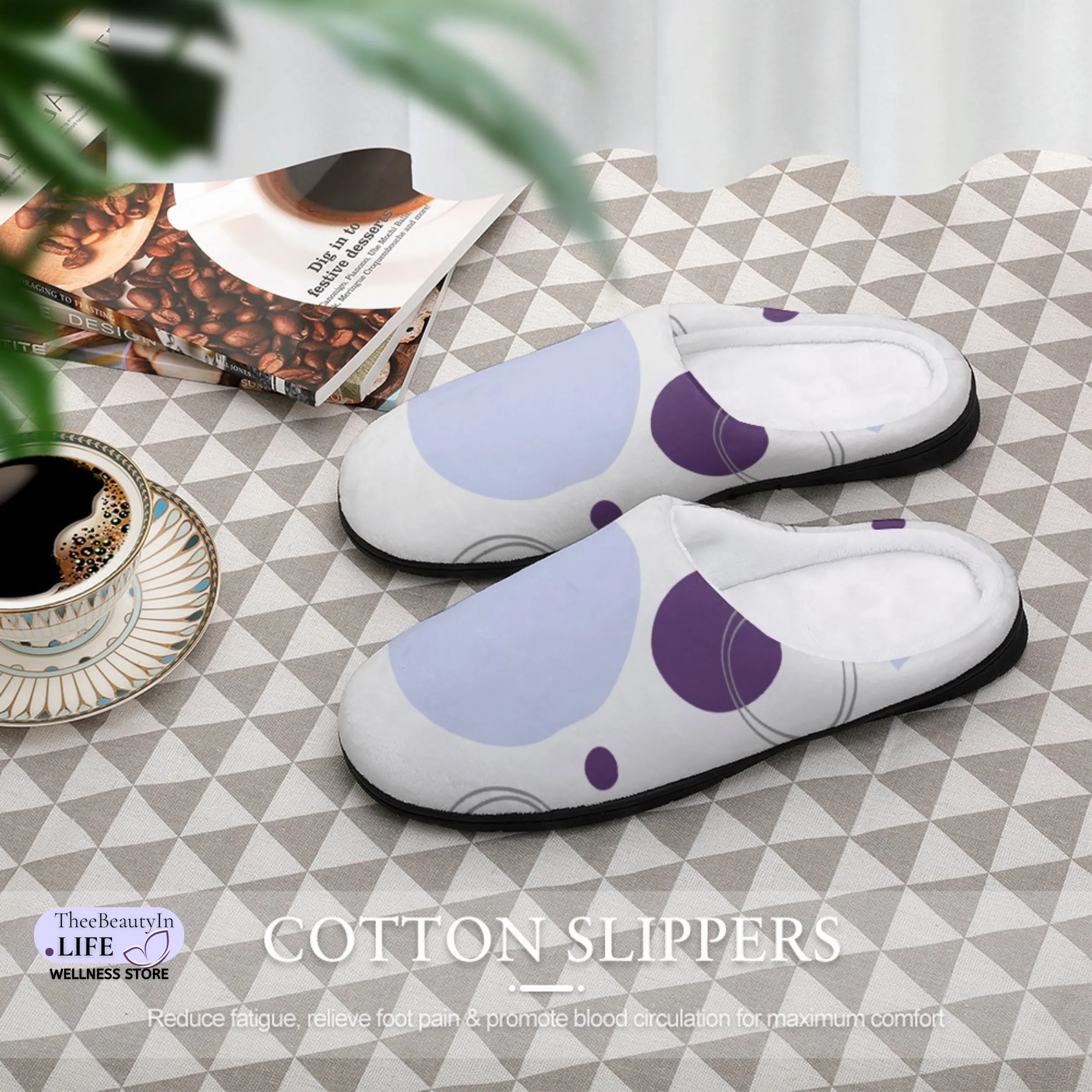 In Circles Custom Photo House Shoe Slippers | Fun Personalized Slippers | Ladies Slippers | Plush Cotton House Shoes | Cozy Bedroom Slippers with Hard Bottoms