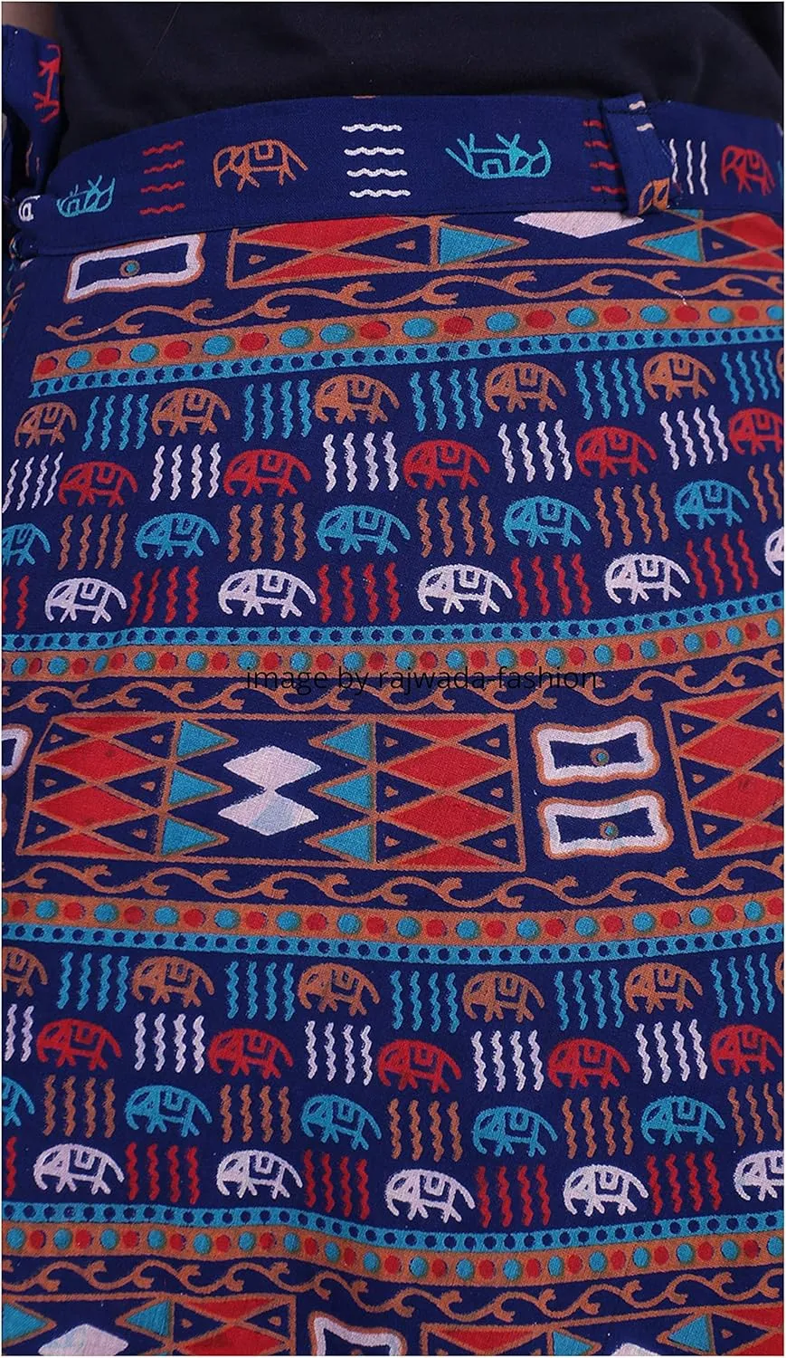 Indian Wrap Around Long Skirt 100% Cotton Jaipuri Printed Mandala Free Size for Women Thanksgiving Gift