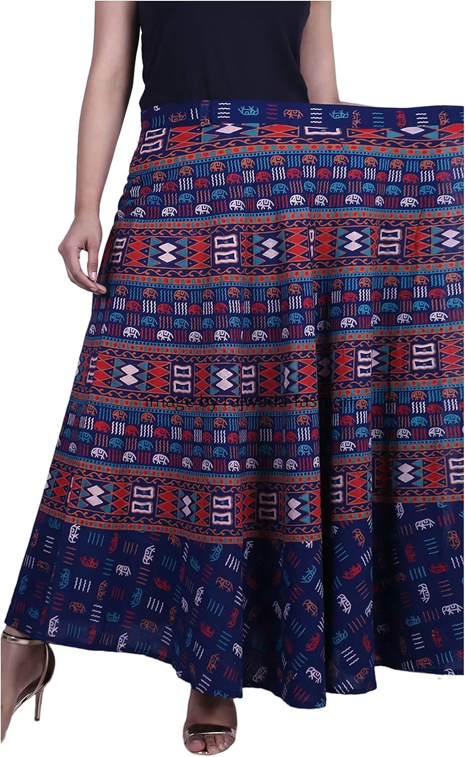 Indian Wrap Around Long Skirt 100% Cotton Jaipuri Printed Mandala Free Size for Women Thanksgiving Gift