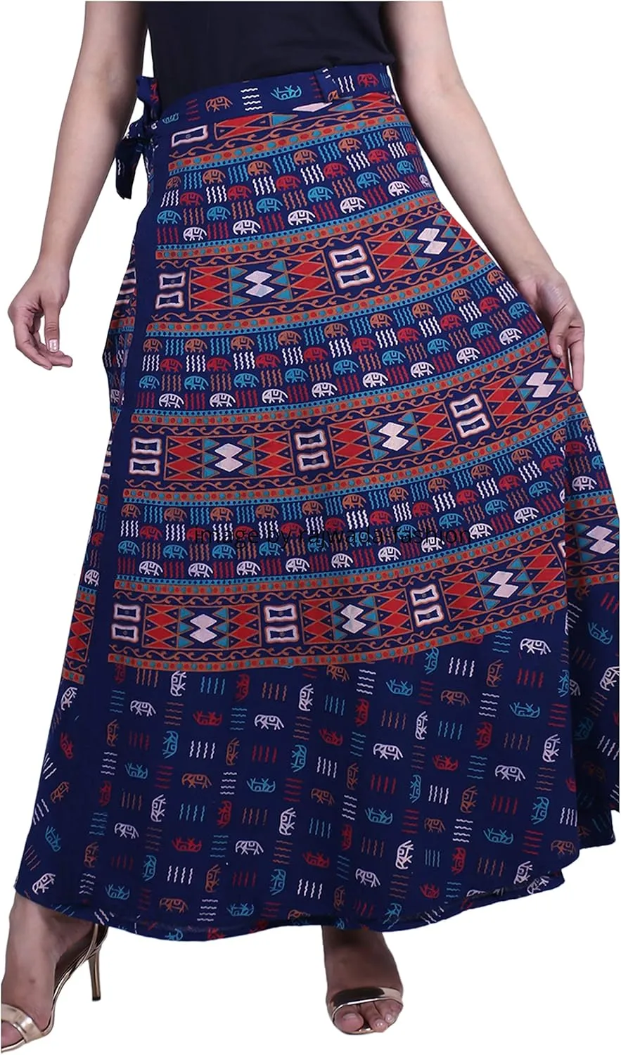 Indian Wrap Around Long Skirt 100% Cotton Jaipuri Printed Mandala Free Size for Women Thanksgiving Gift