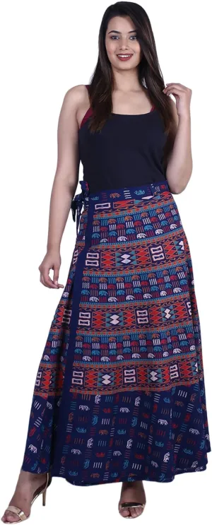 Indian Wrap Around Long Skirt 100% Cotton Jaipuri Printed Mandala Free Size for Women Thanksgiving Gift