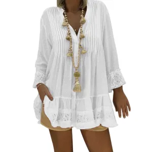 Lace Chiffon Loose Blouse Women