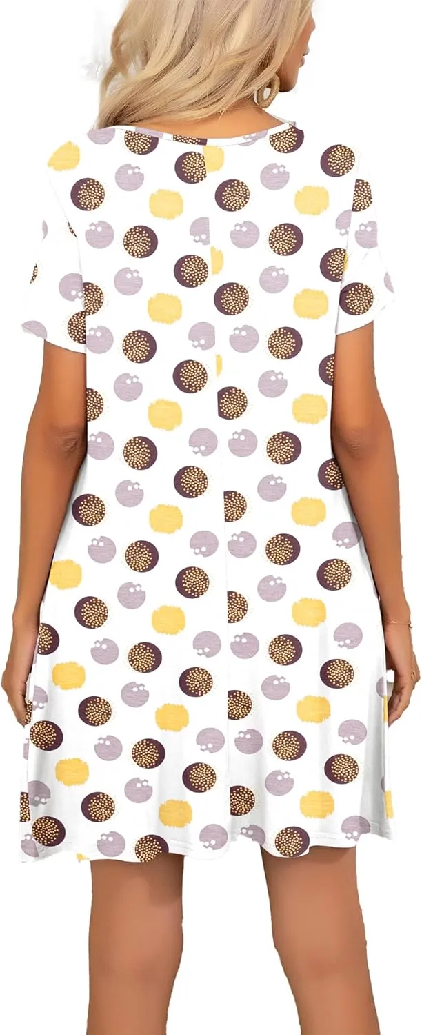 levaca Women's Short Sleeve Loose Summer Beach Casual Dress