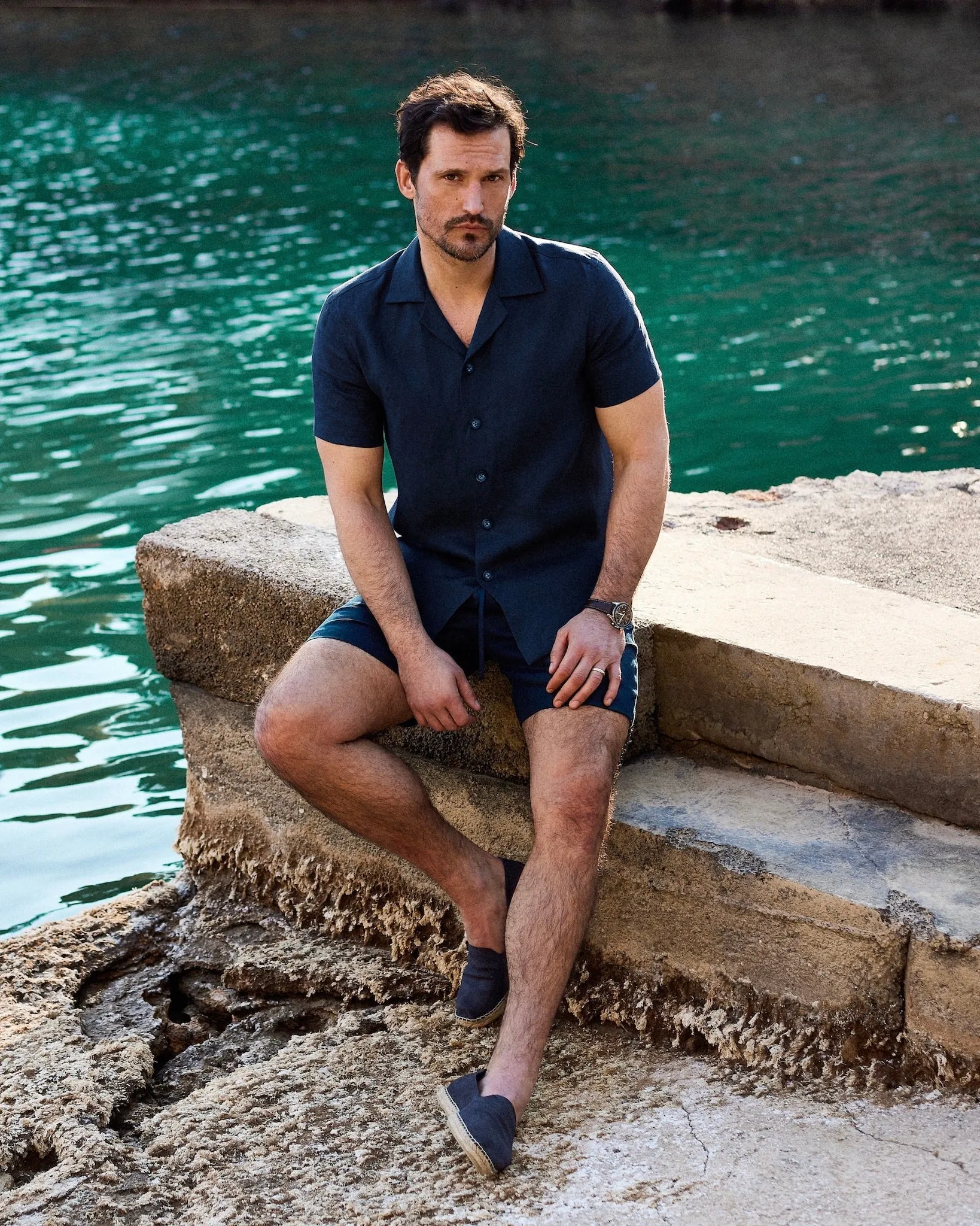 Linen Resort Shirt Navy