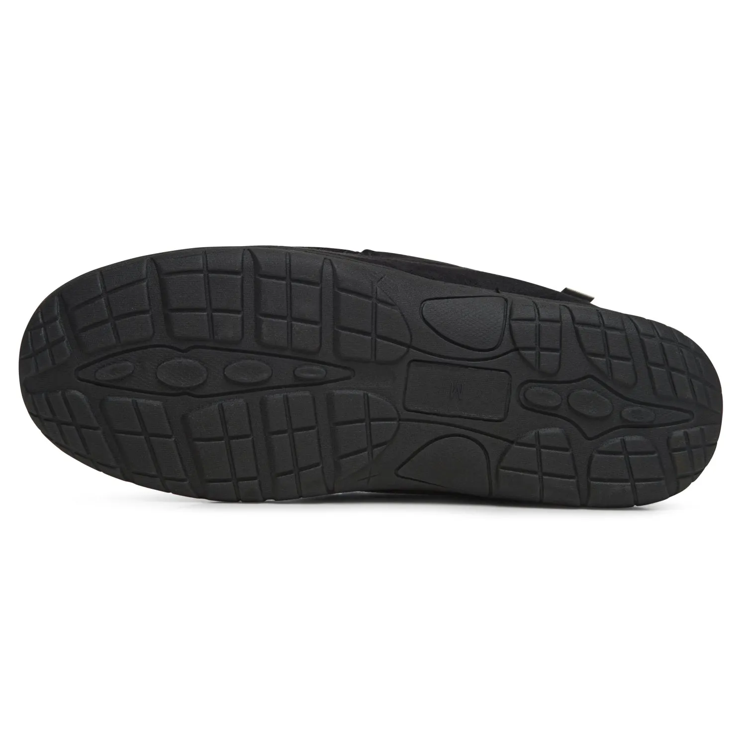 Lucky Brand Micro Suede Moccasin Slippers for Men with Faux Fur Lining, Black