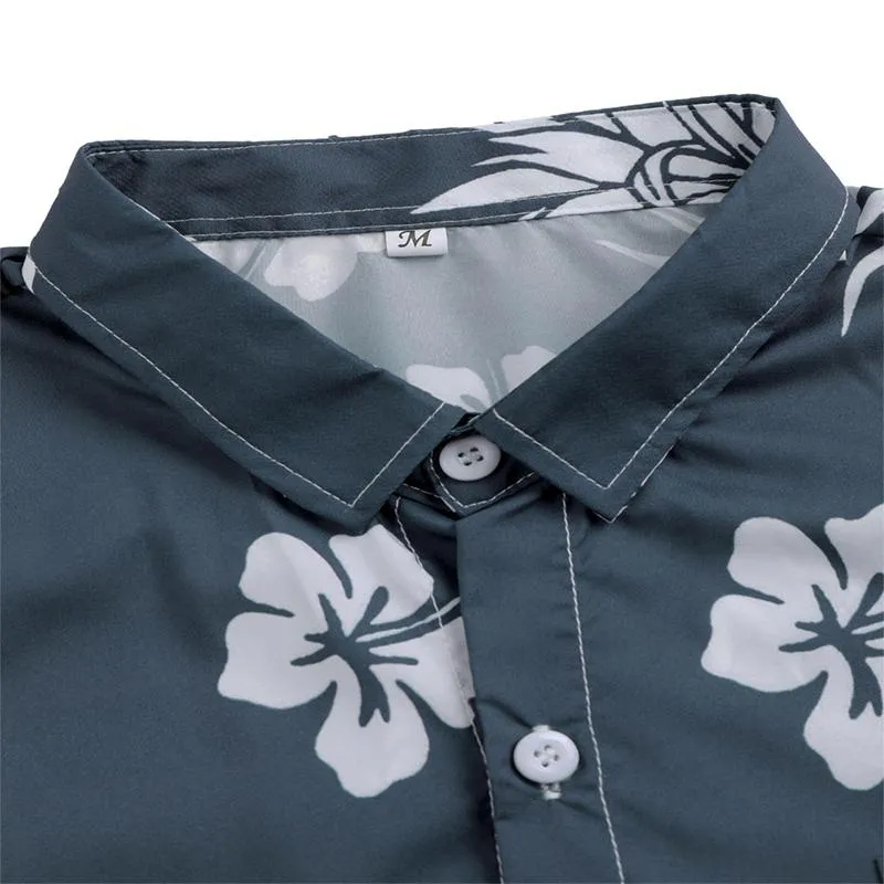 Men'S Beach Retro Print Loose Shirt
