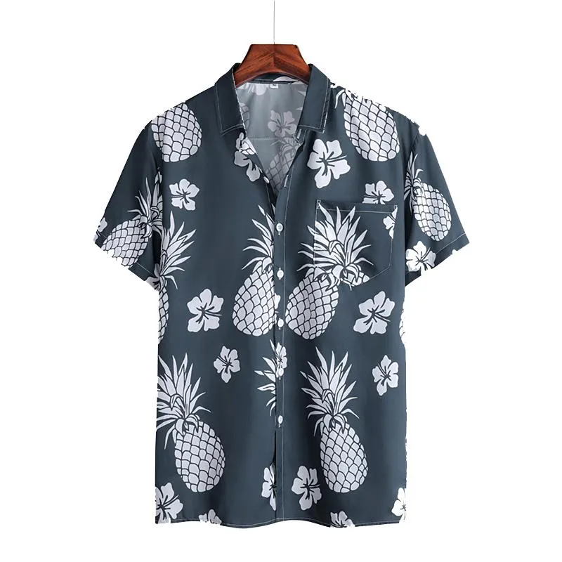 Men'S Beach Retro Print Loose Shirt