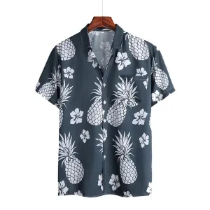 Men'S Beach Retro Print Loose Shirt