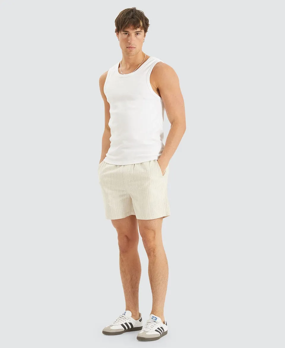 Nomadic Paradise Paloma Linen Striped Shorts - Oatmeal