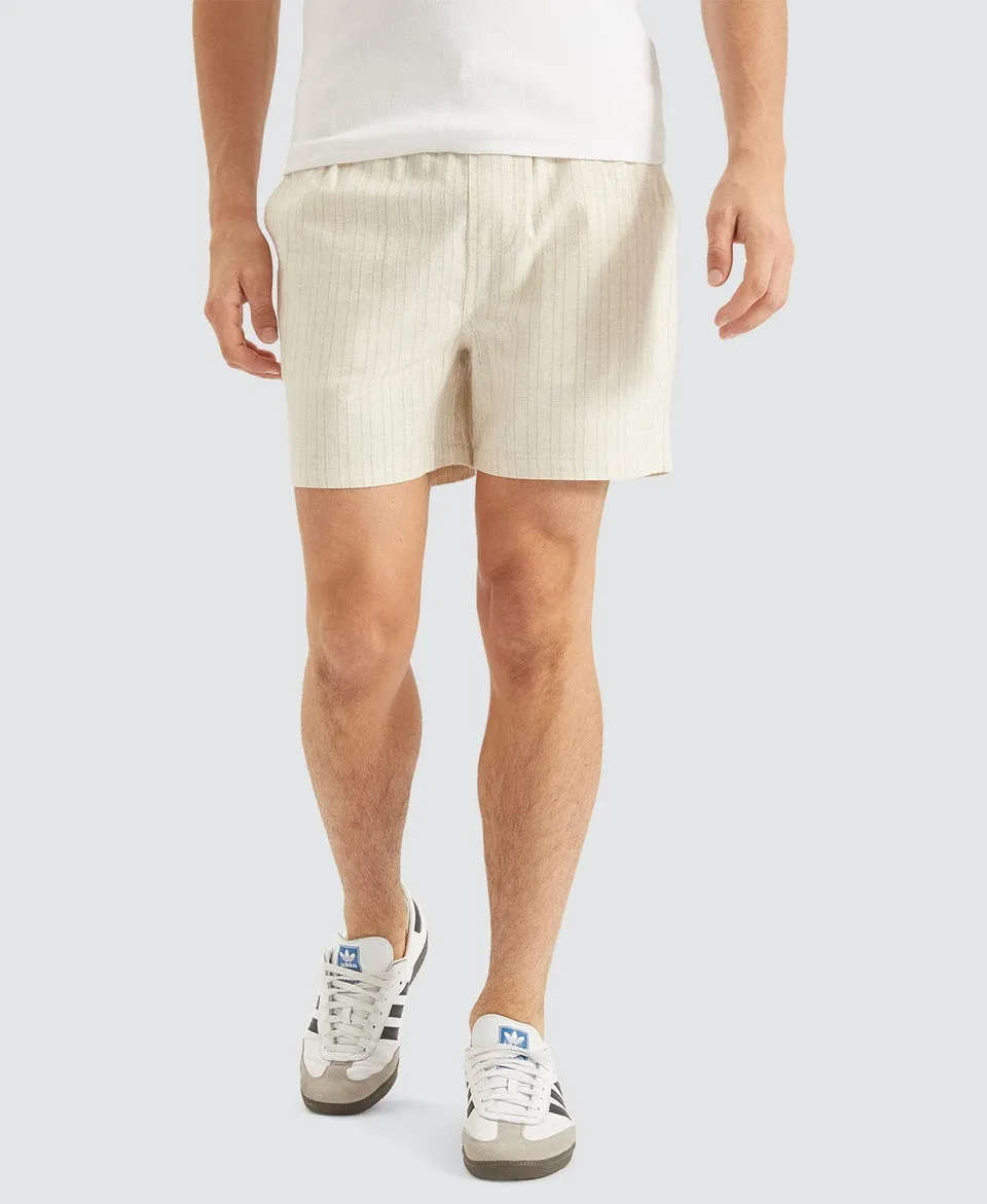 Nomadic Paradise Paloma Linen Striped Shorts - Oatmeal