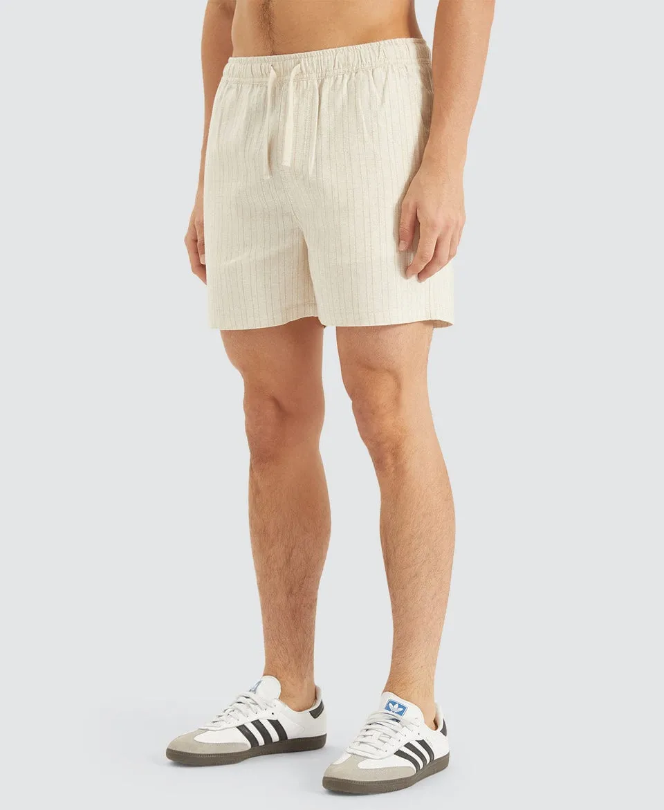 Nomadic Paradise Paloma Linen Striped Shorts - Oatmeal