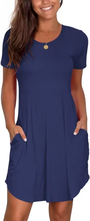 Nova In Sky Women's 2025 Casual Dresses Short Sleeve Summer Dress Loose Fit Sundress with Pockets