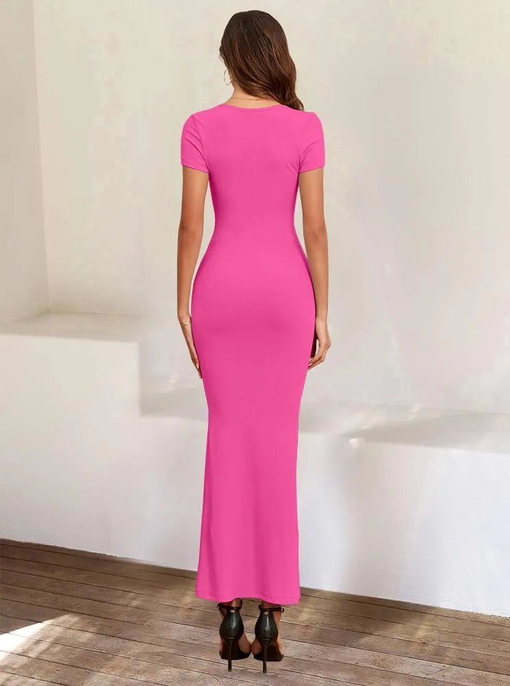oten Bodycon Maxi Dresses for Women 2025 Summer Sleeveless Square Neck Lounge Ribbed Fitted Semi Formal Tight Long Dress