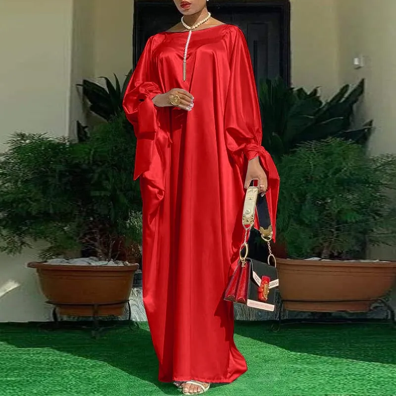 Oversized Dress VONDA Autumn Elegant Satin Dress Women Bohemian Holiday Party Sundress Casual Loose Maxi Long Vestidos Robe S S3821342