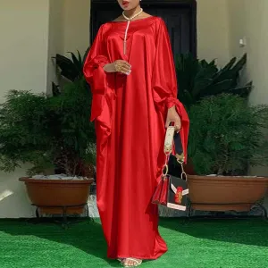 Oversized Dress VONDA Autumn Elegant Satin Dress Women Bohemian Holiday Party Sundress Casual Loose Maxi Long Vestidos Robe S S3821342