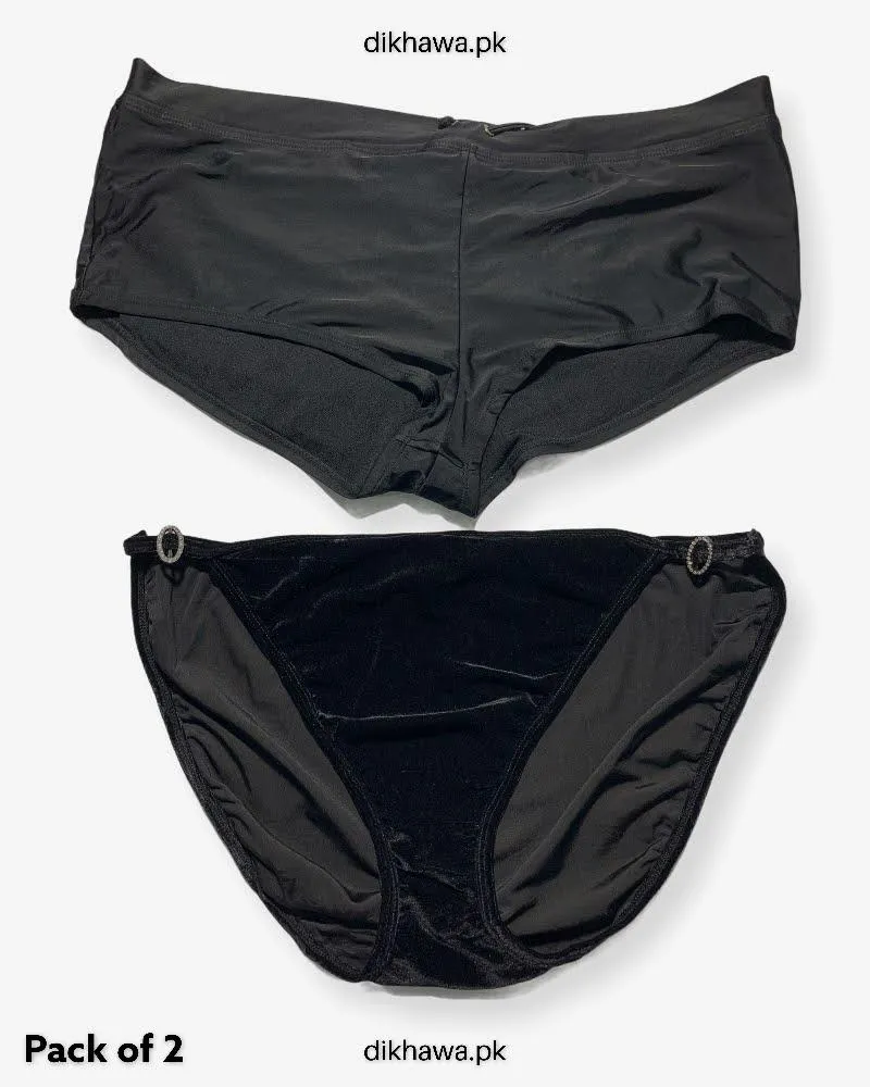 Pack of 2 Imported Stocklot Branded Silk Panty Bikini Style Sexy Sexy Panty Swimwear Panty